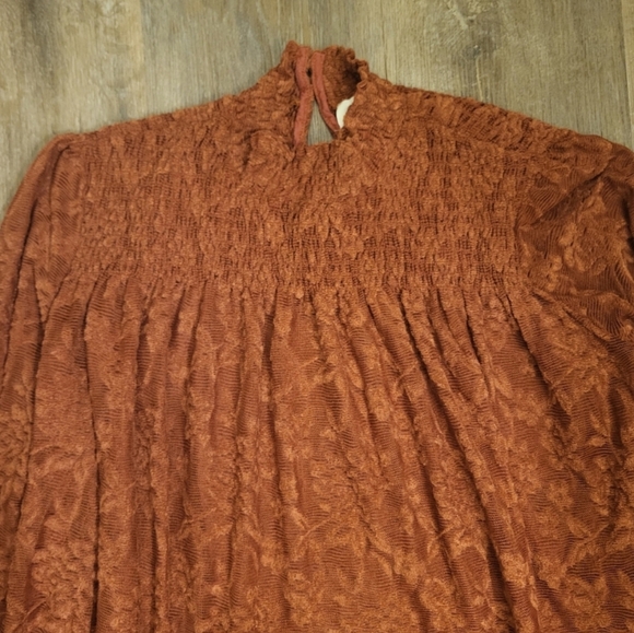 Anthropolgie Deletta Ammana Lace Peasant Blouse Floral In Rust Size Small - Picture 7 of 12